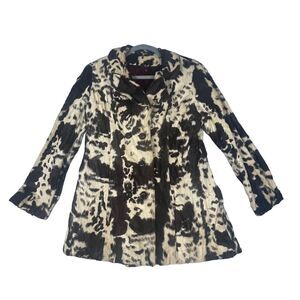 Faux Fur Coat, CLEAN by FURRIER METHOD, no tags, Small, lined, boho western, cow